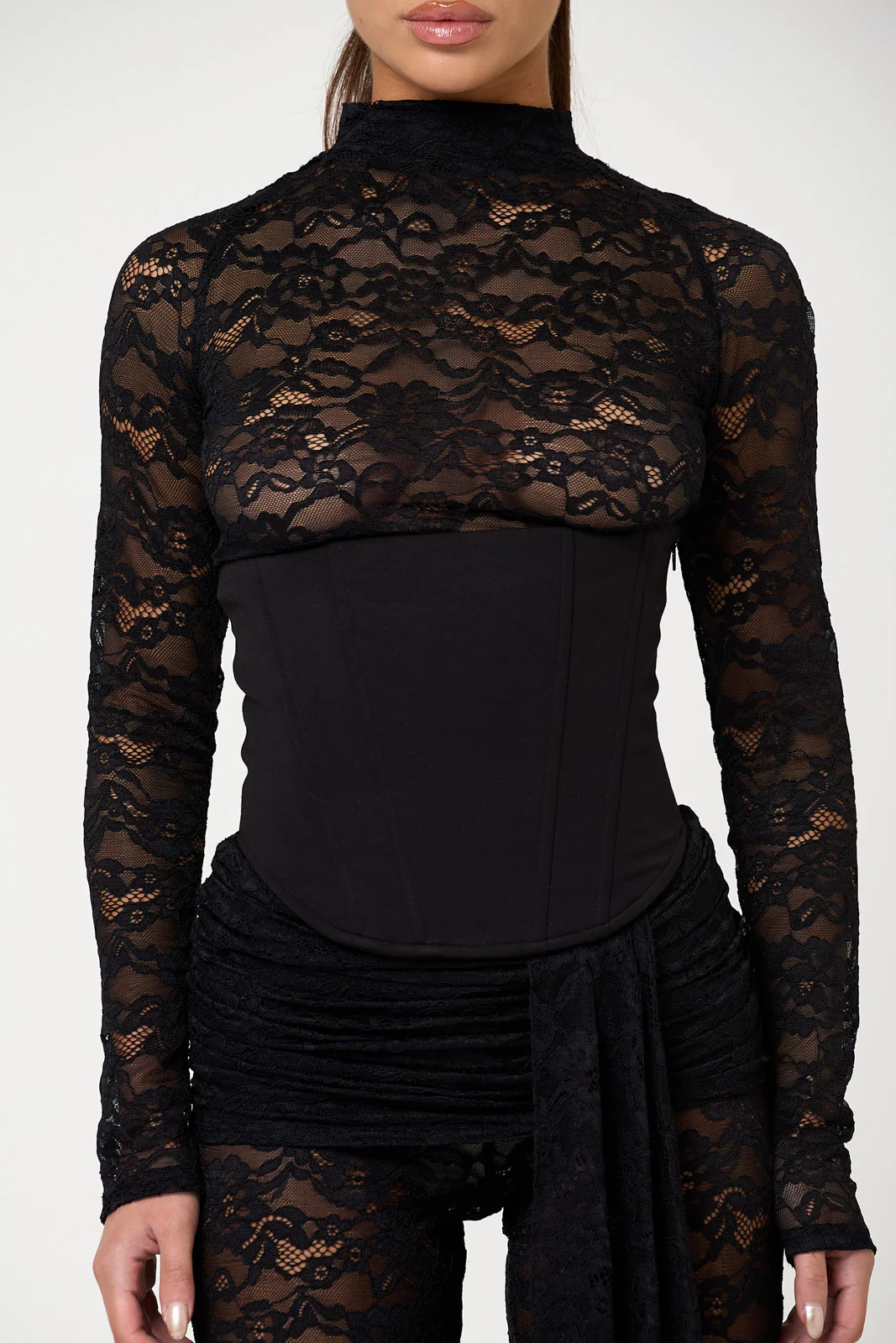 The amara lace top & corset - black - Image 3