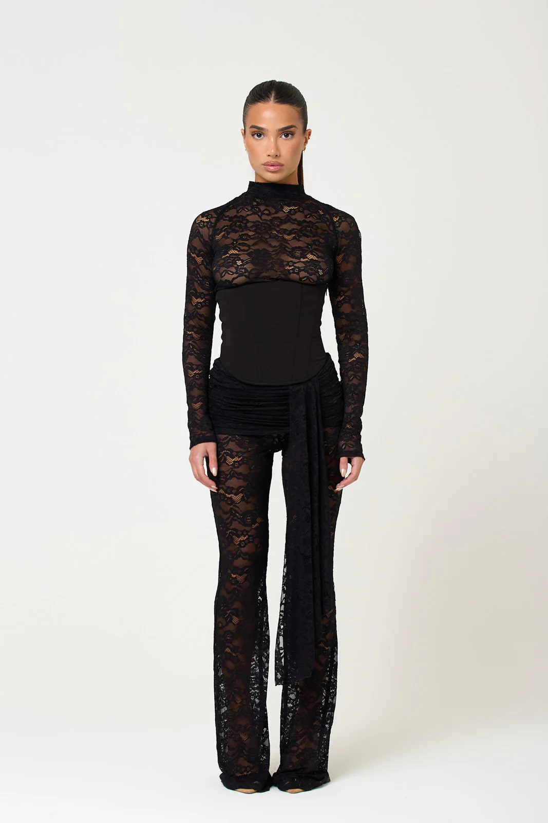 The amara lace trouser - black