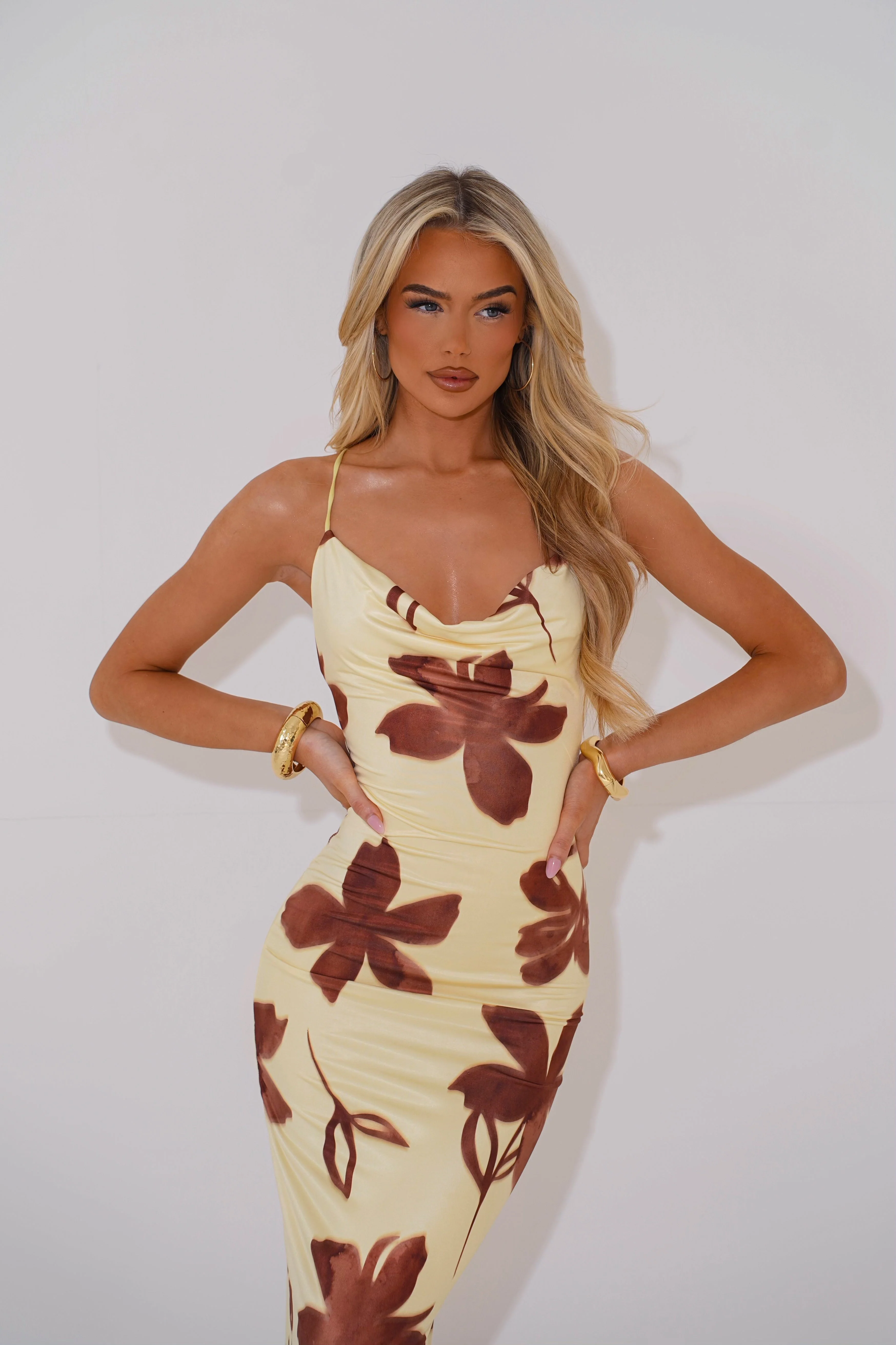 The cowl maxi - yellow & brown floral - Image 2