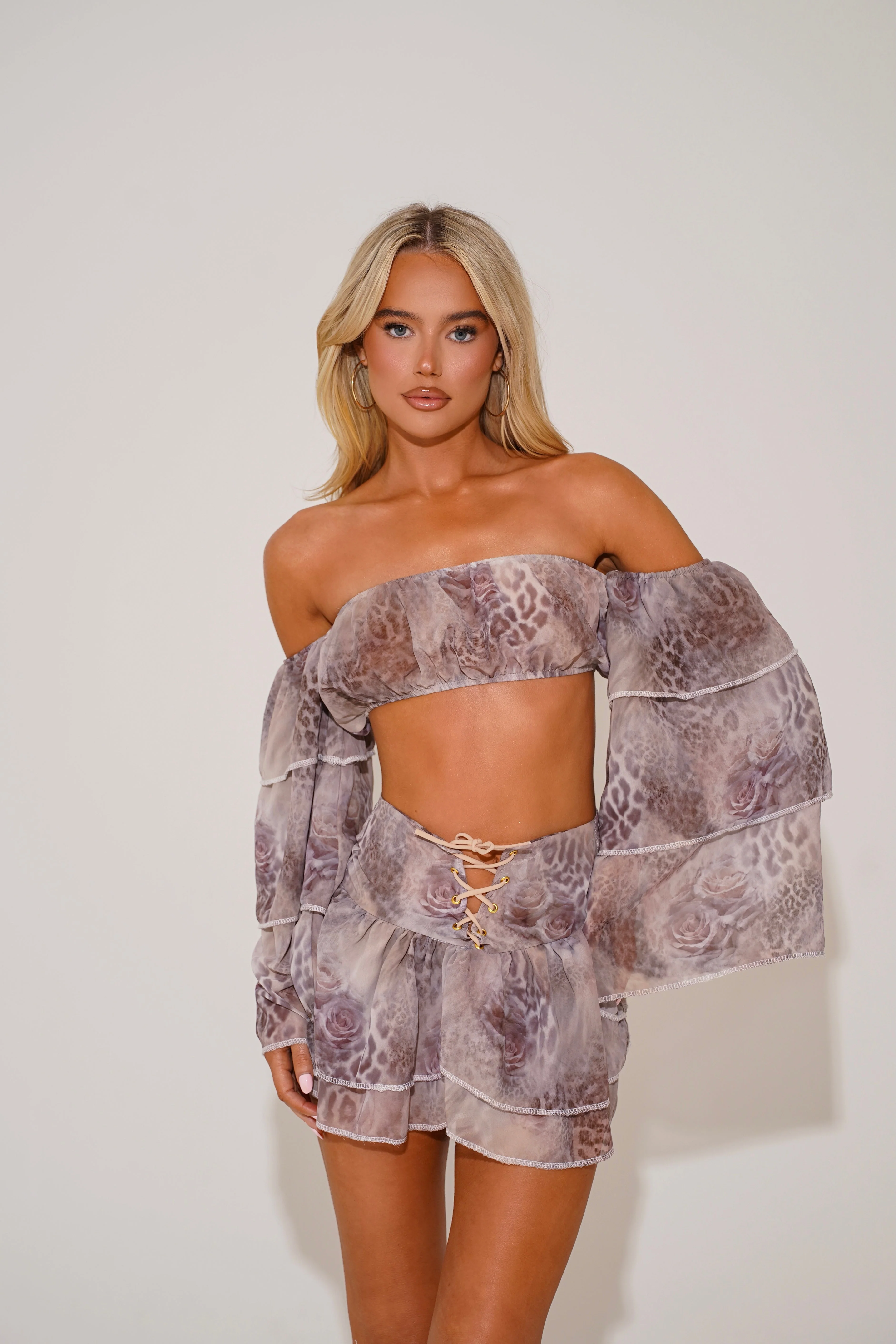 The lace up eyelet skirt - rose leopard - Image 4