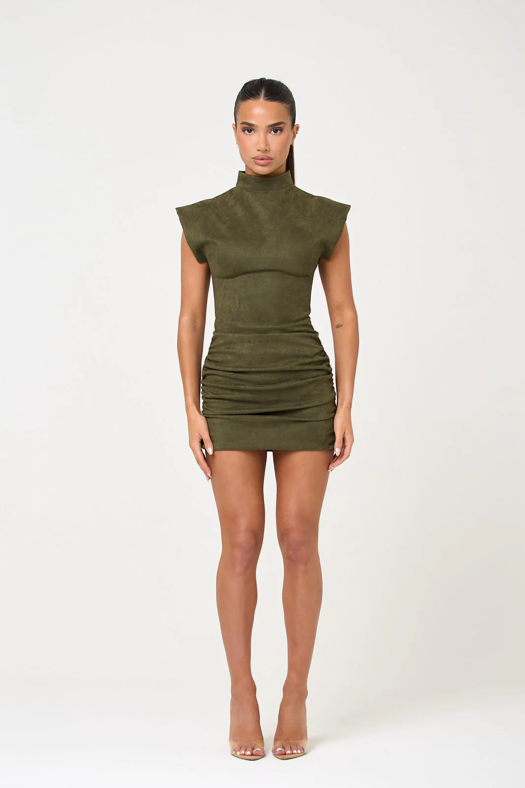 The high neck suede mini - khaki - Image 3