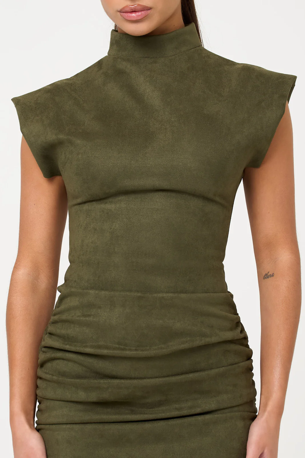 The high neck suede mini - khaki - Image 5