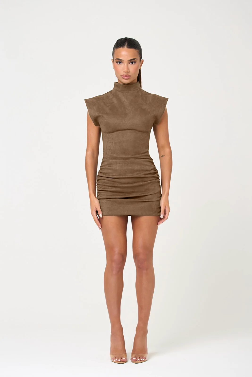 The high neck suede mini - camel - Image 2