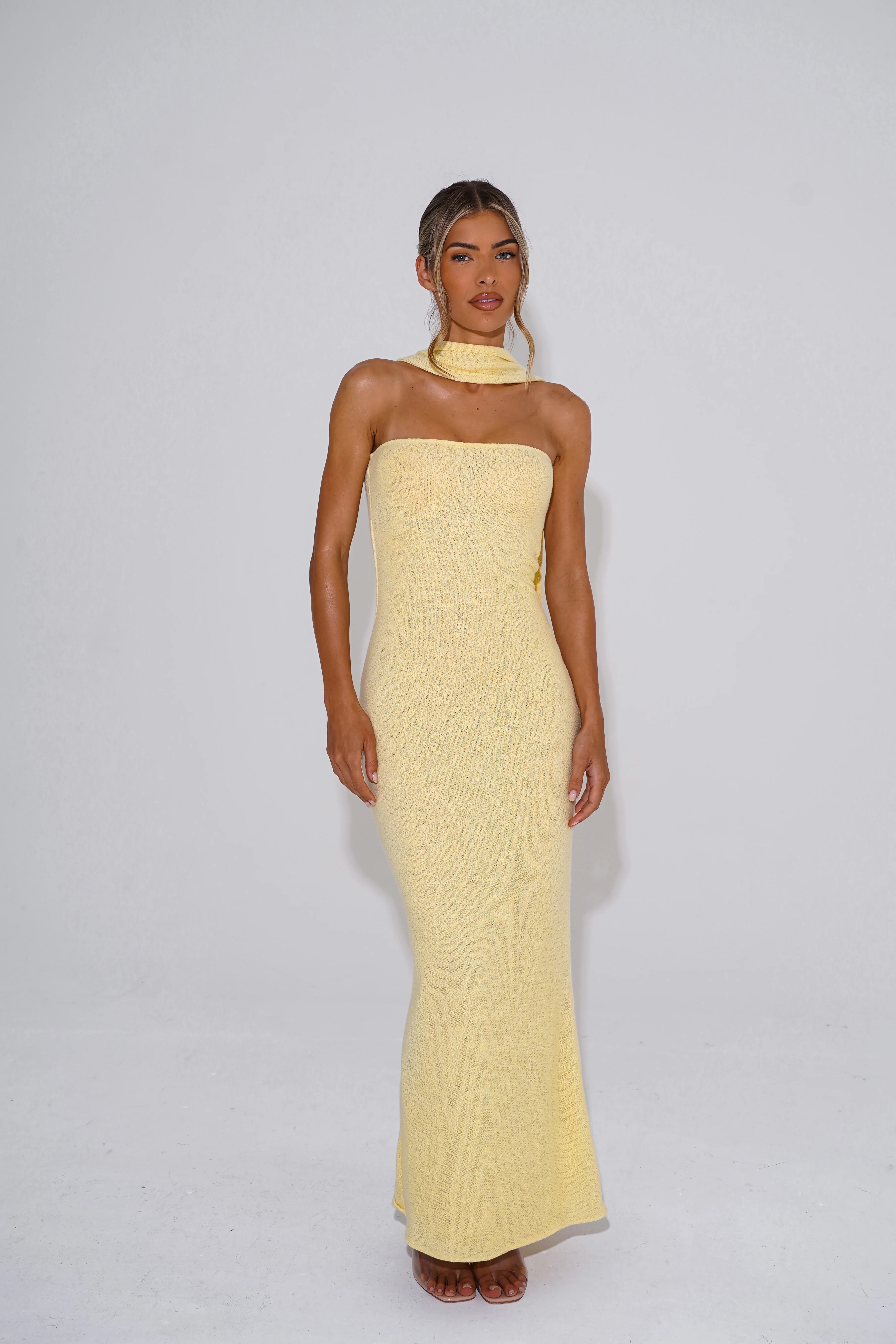 The knit bandeau maxi - lemon