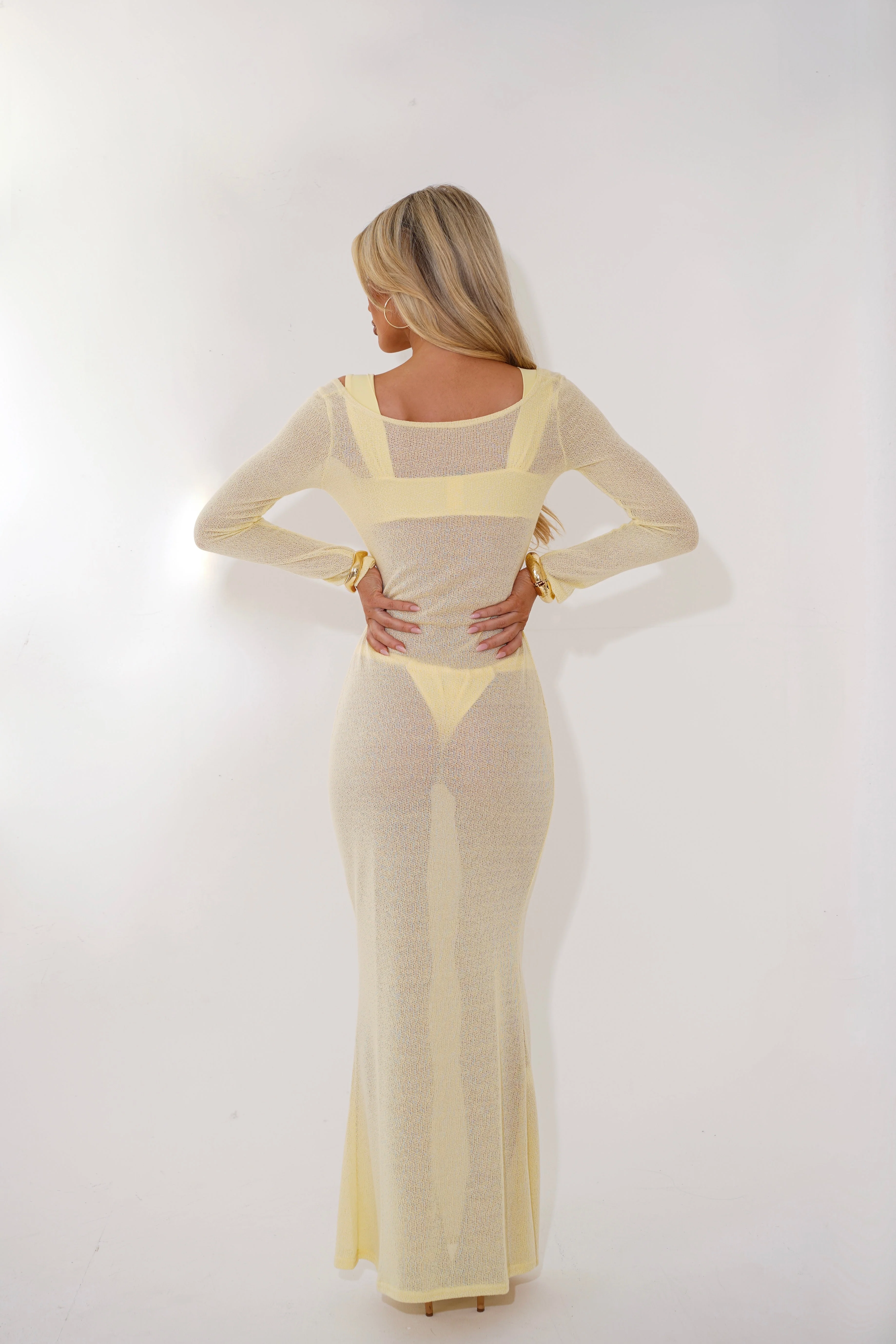 The knitted scoop dress - lemon - Image 4