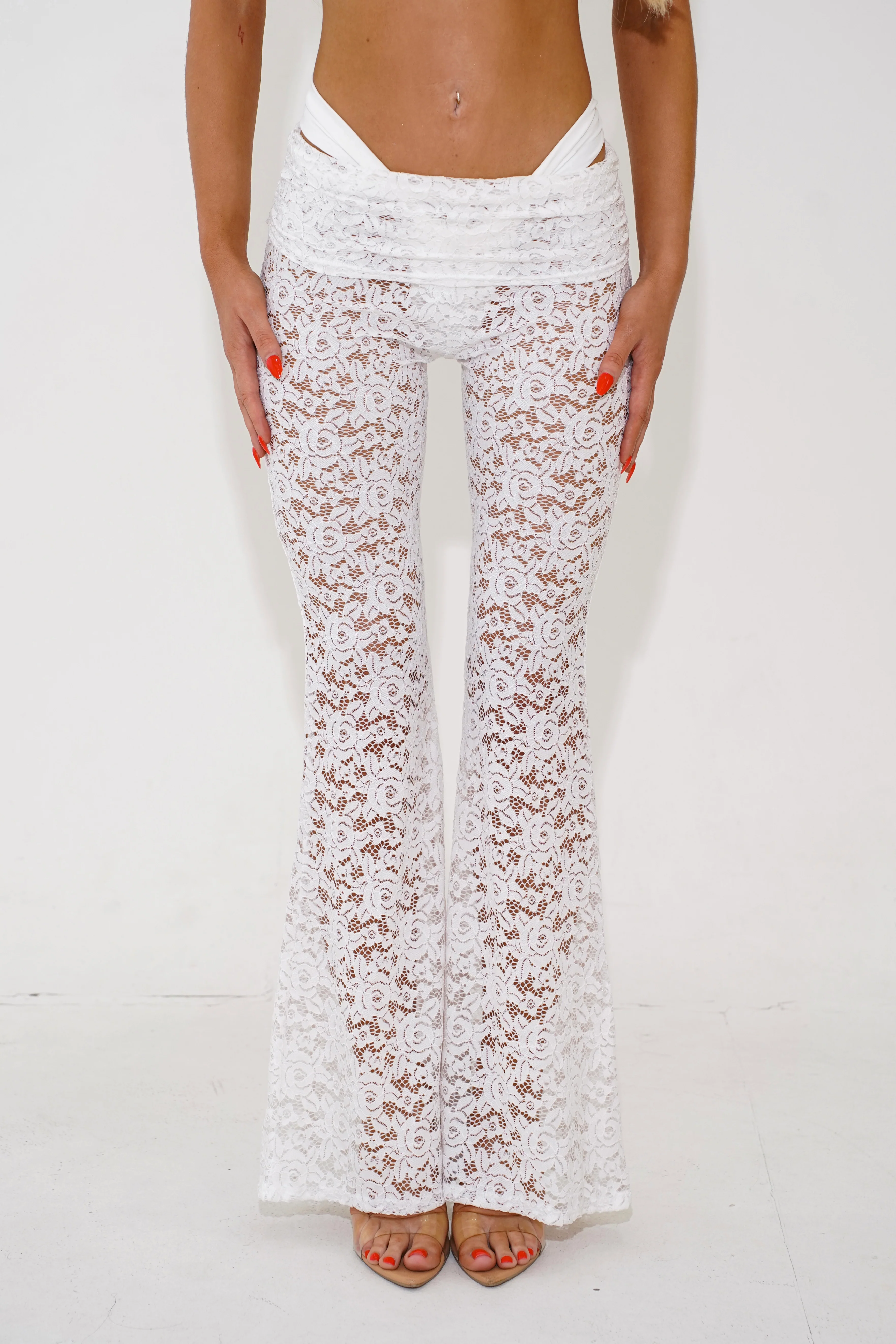 The fold over lace trousers - white - Image 3