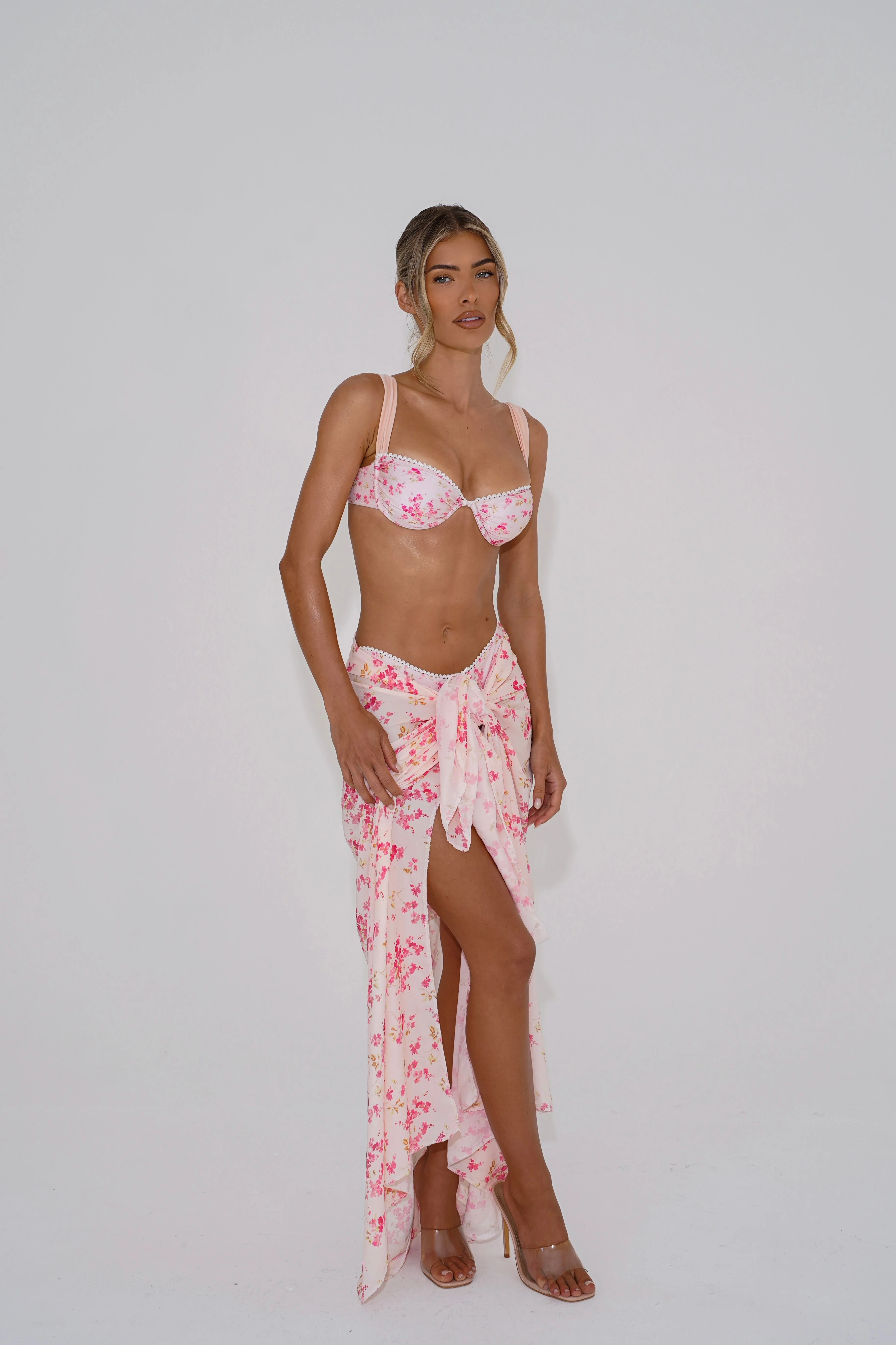 The lace trim bikini bottoms - pink floral - Image 7