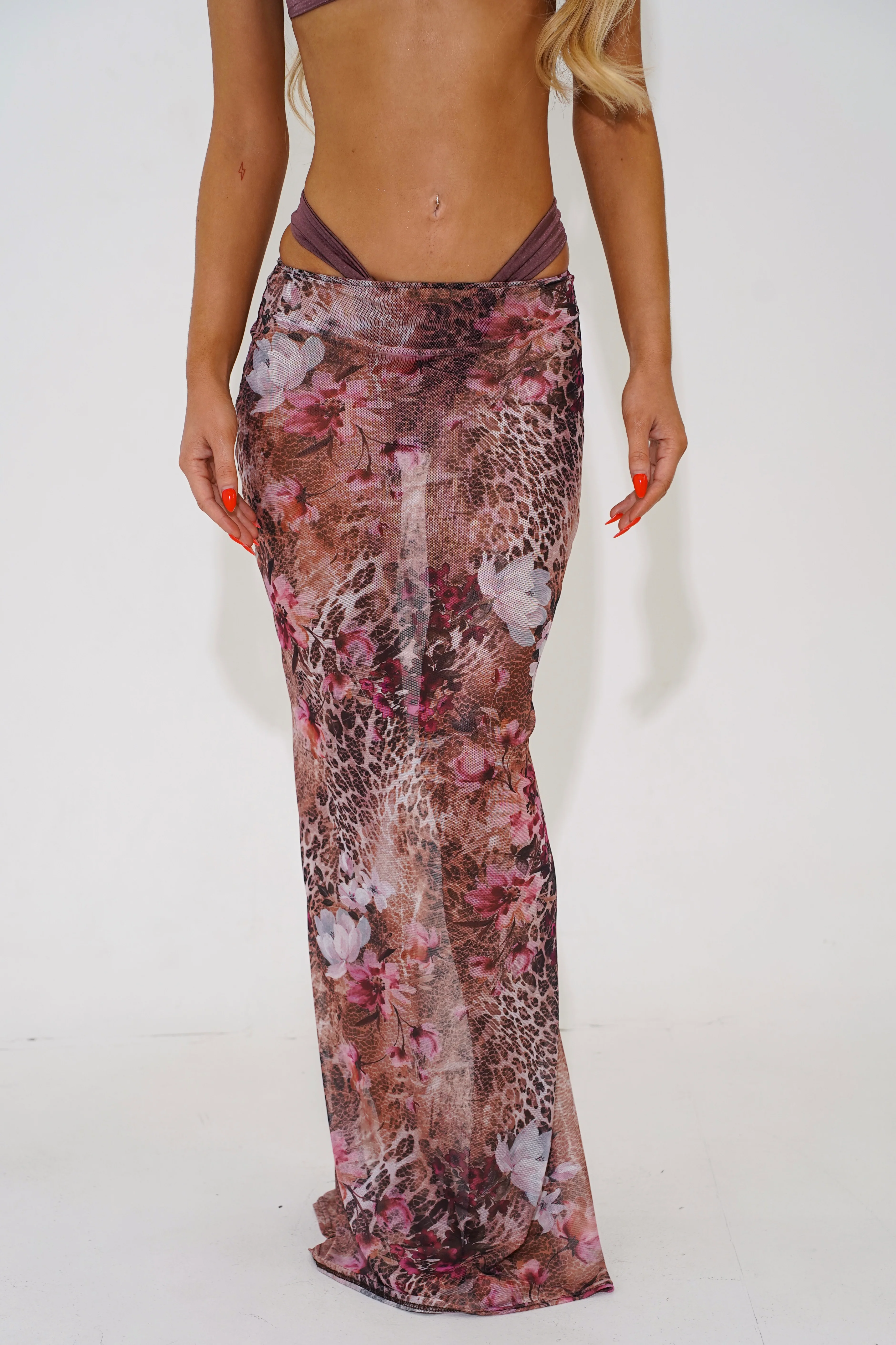 The mesh maxi skirt - mauve - Image 3