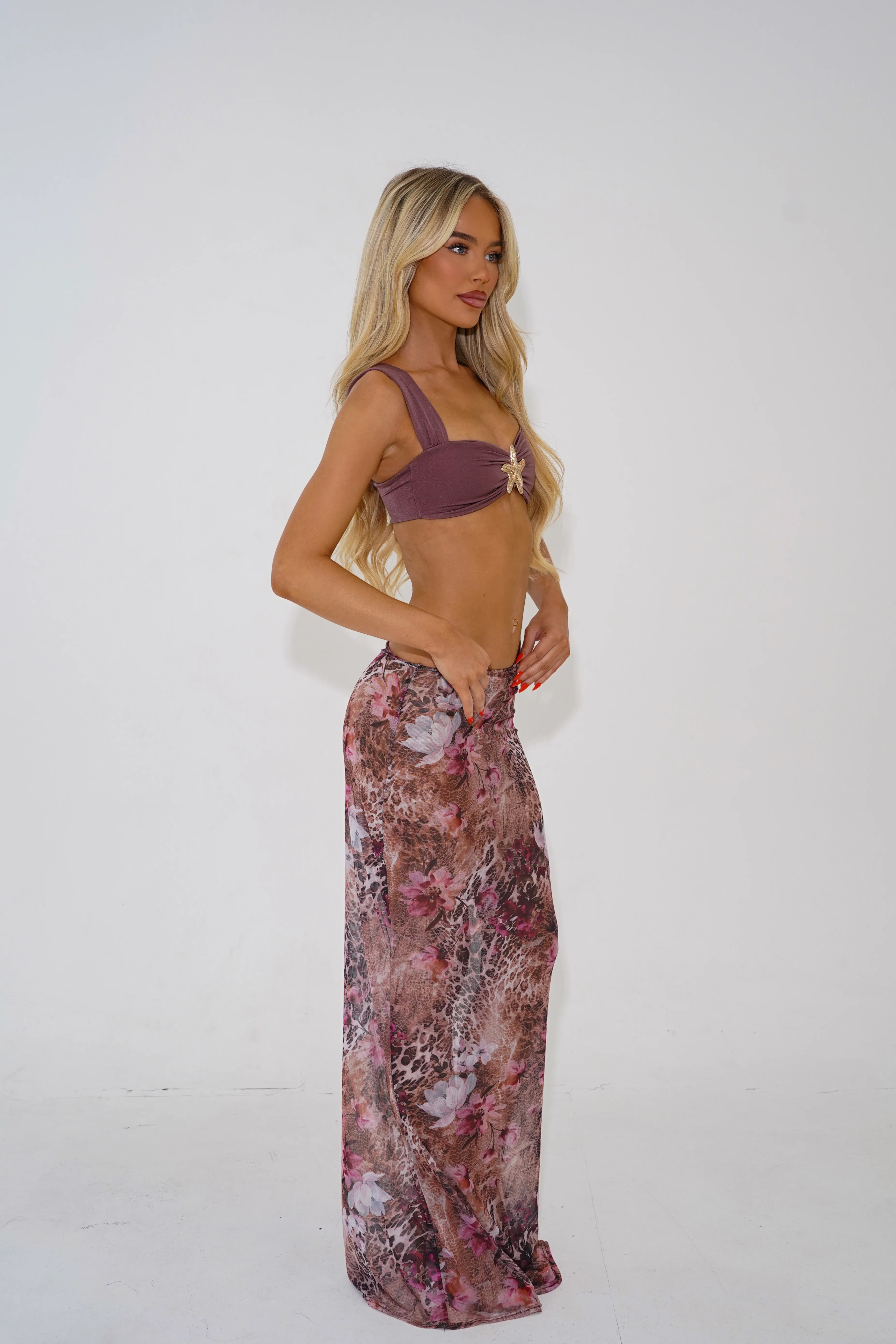 The mesh maxi skirt - mauve - Image 4