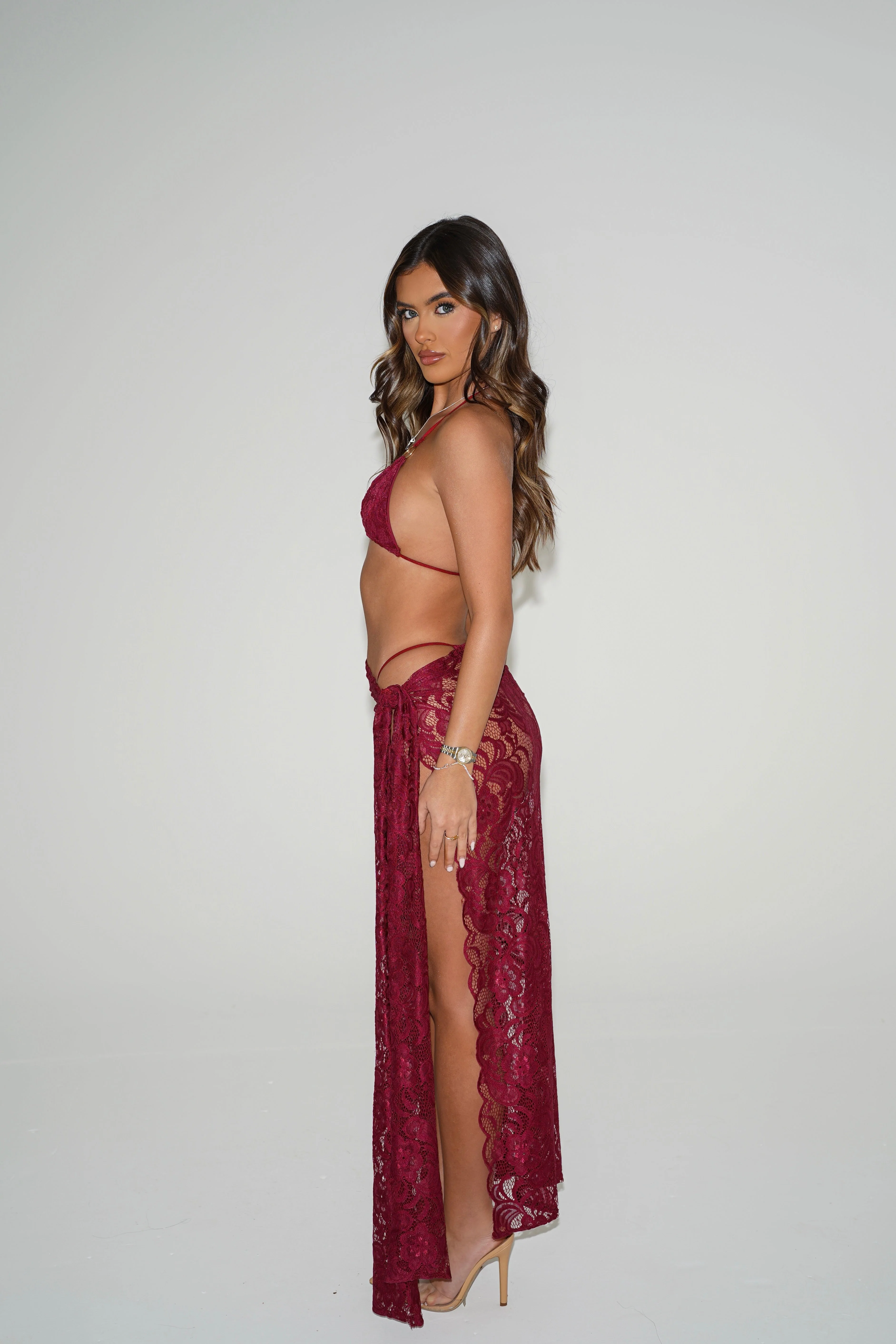 The scallop lace sarong - wine - Image 4