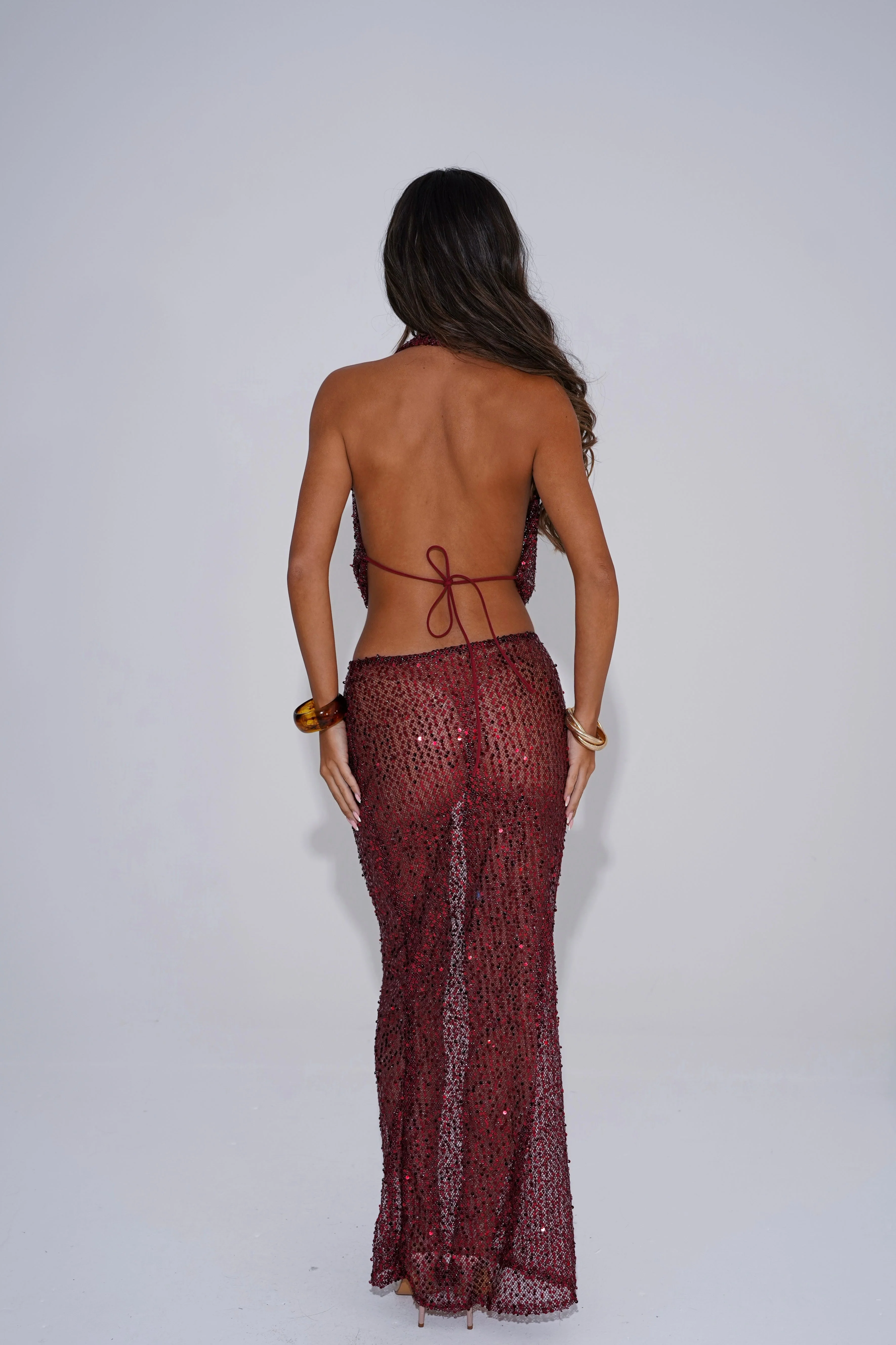The sequin cowl top - wine - Image 6