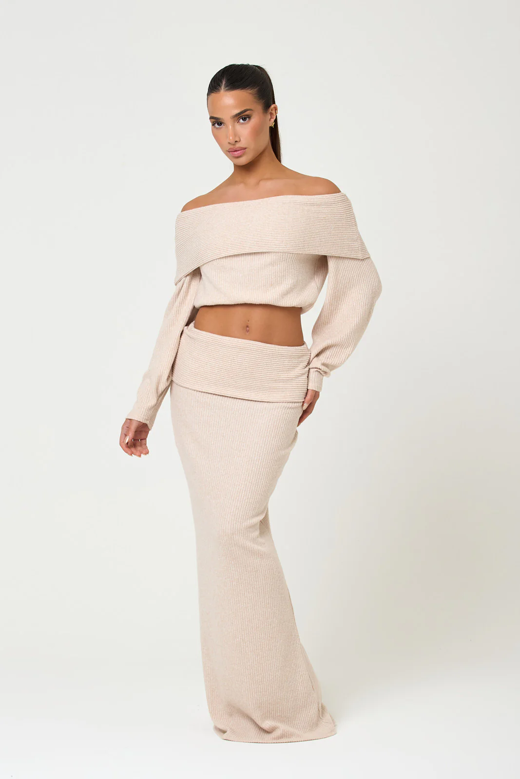 The serene knit maxi skirt - cream - Image 3