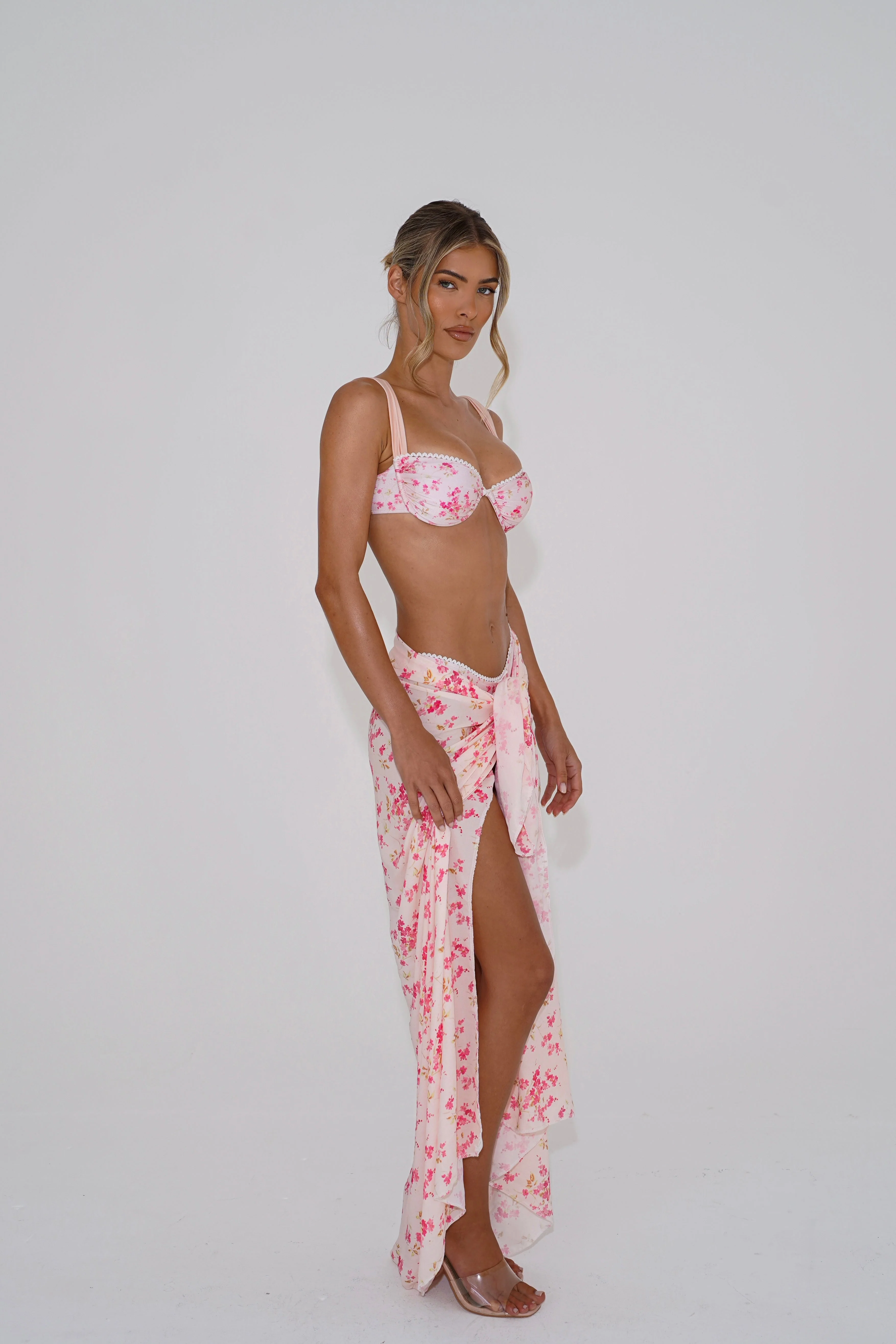 The tie up sarong - pink floral - Image 3