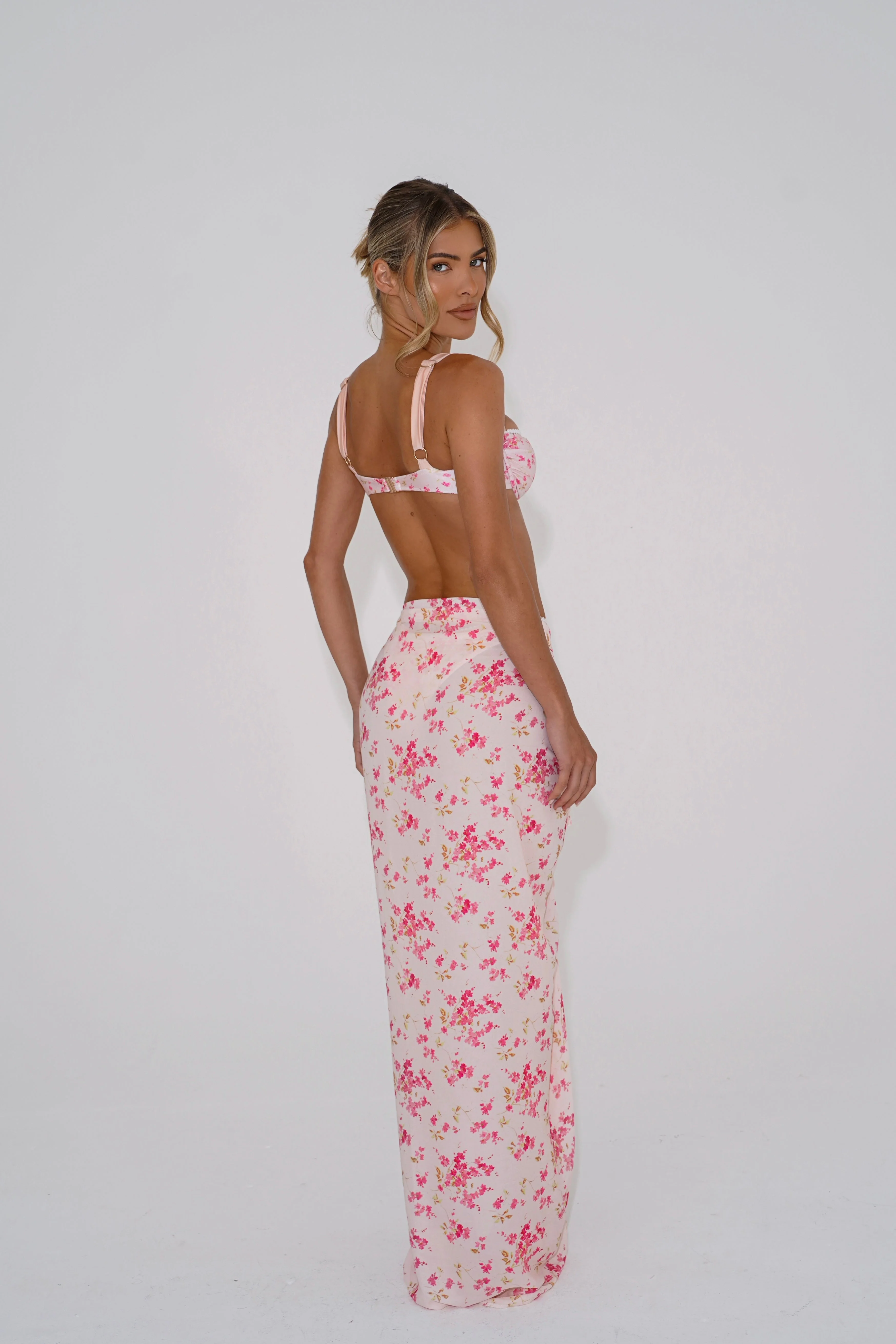 The tie up sarong - pink floral - Image 5